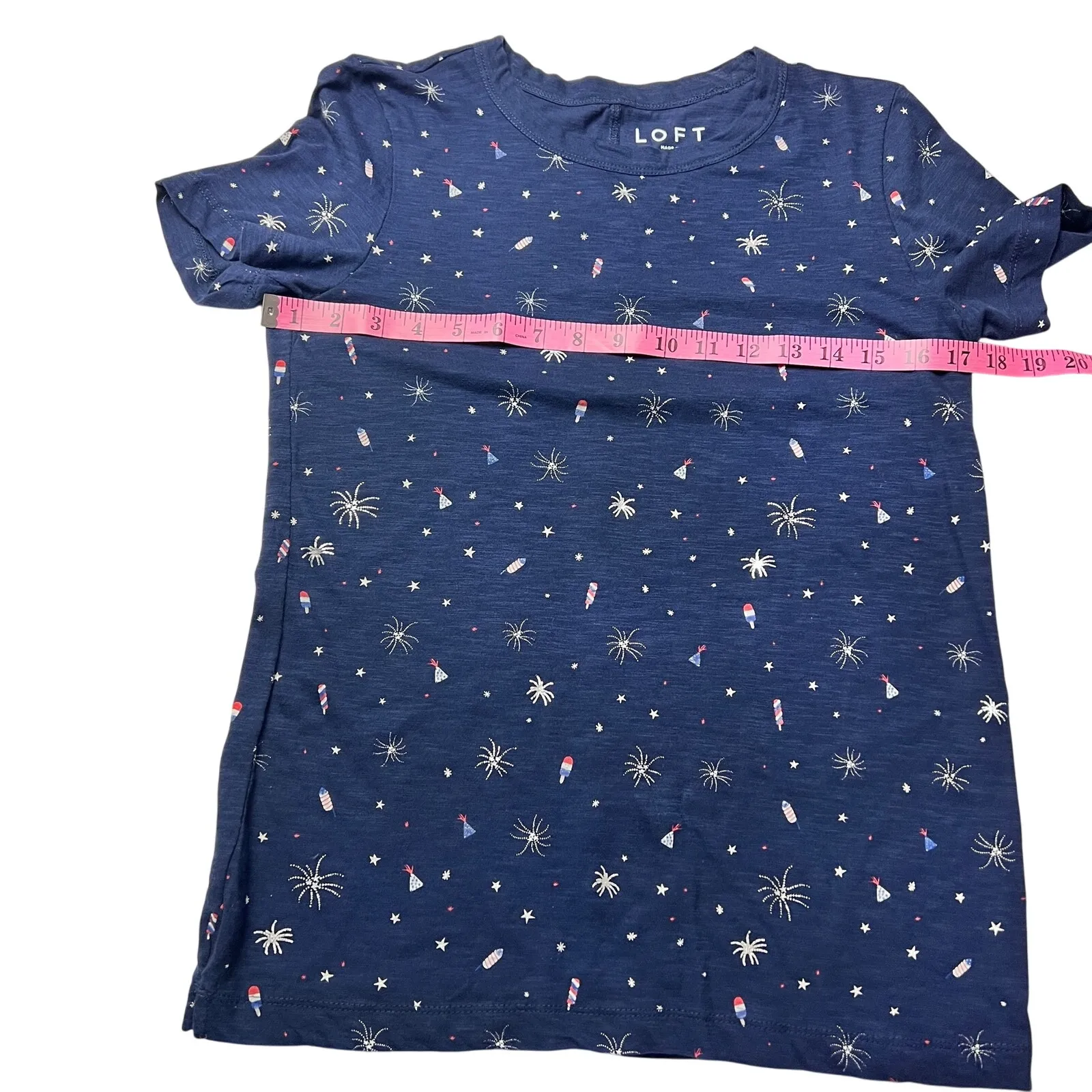 LOFT Women's Short Sleeve Crewneck Fireworks Tee Sz XS - Image 6