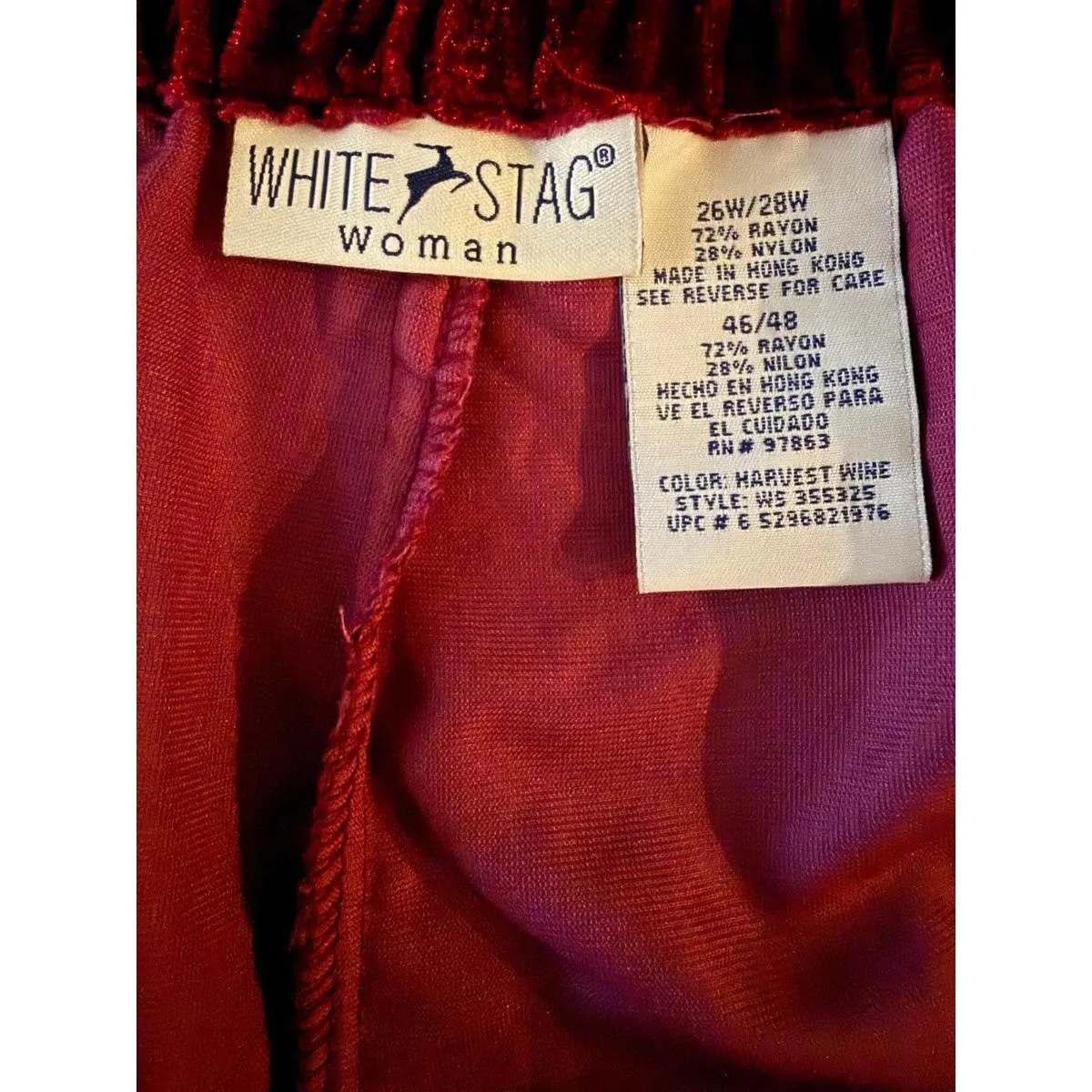 New White Stag Women's Velvet Pants Size 26W 28W Harvest Wine Red Pull On Rayon - Image 6