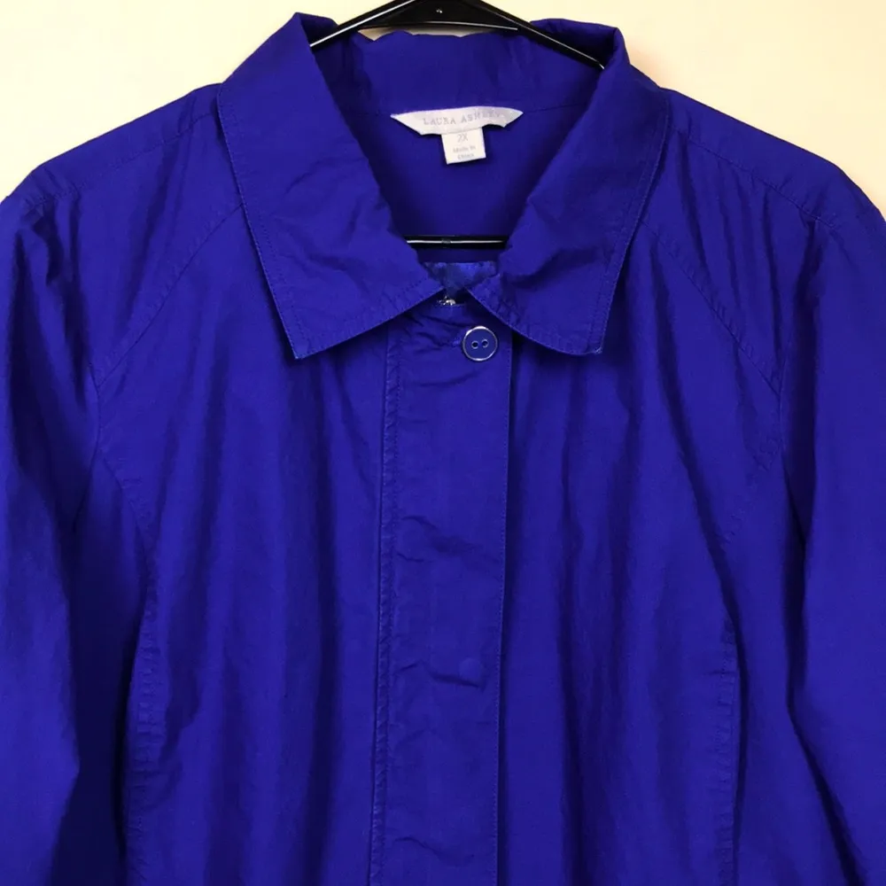 Laura Ashley Women’s Dark Blue Hidden Zipper Snap Button-Up Lightweight Jacket - Image 2