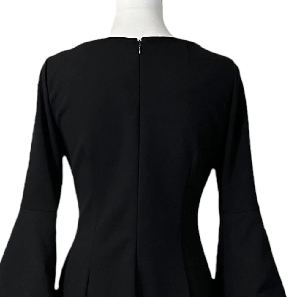 Calvin Klein Black Bell Sleeve Sheath Dress Cocktail Party Women's Size 6 - Image 8