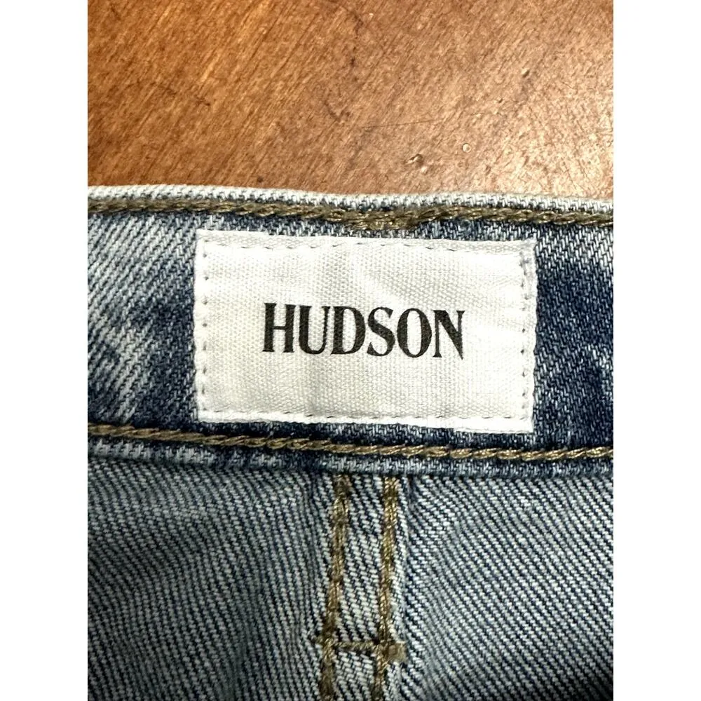 Hudson Kass Jean Shorts High Rise Fit Distressed Light Wash Blue Women's 25 NWT - Image 10