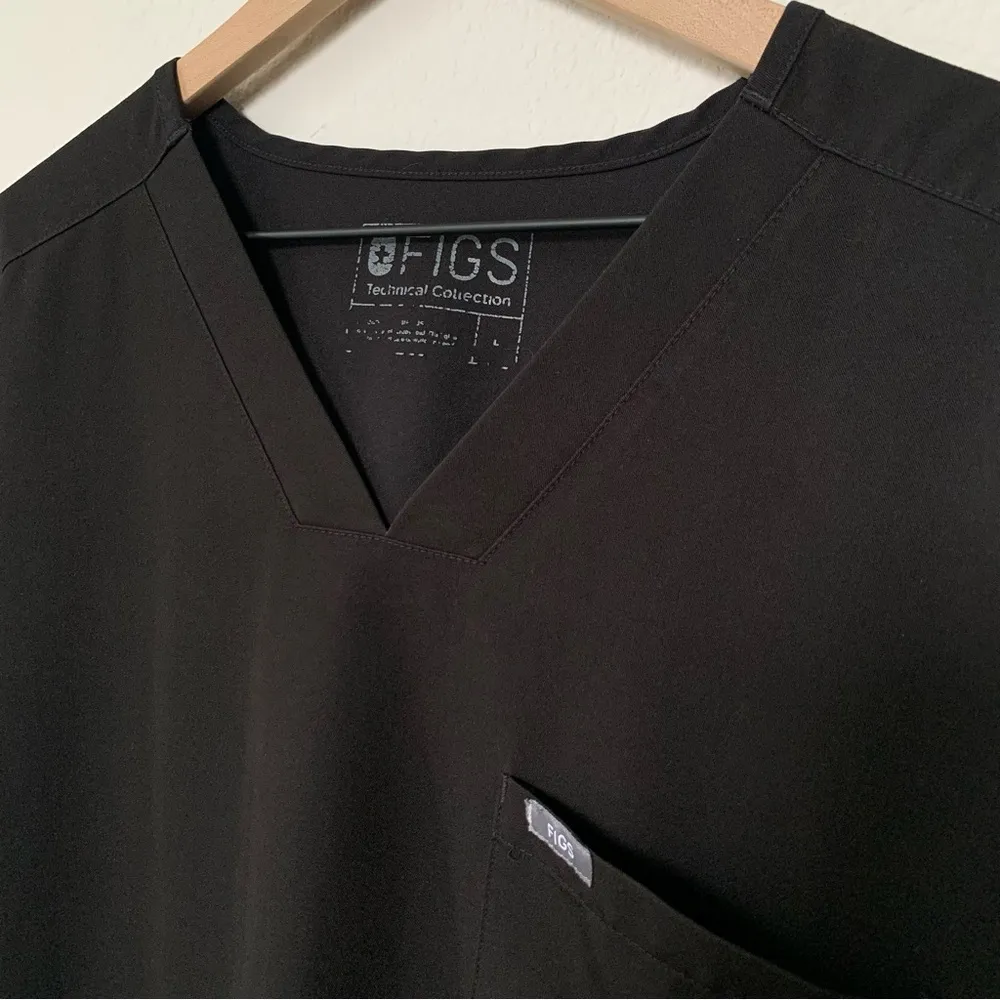 FIGS Technical Collection Women’s Black Scrub Top Large - Image 2