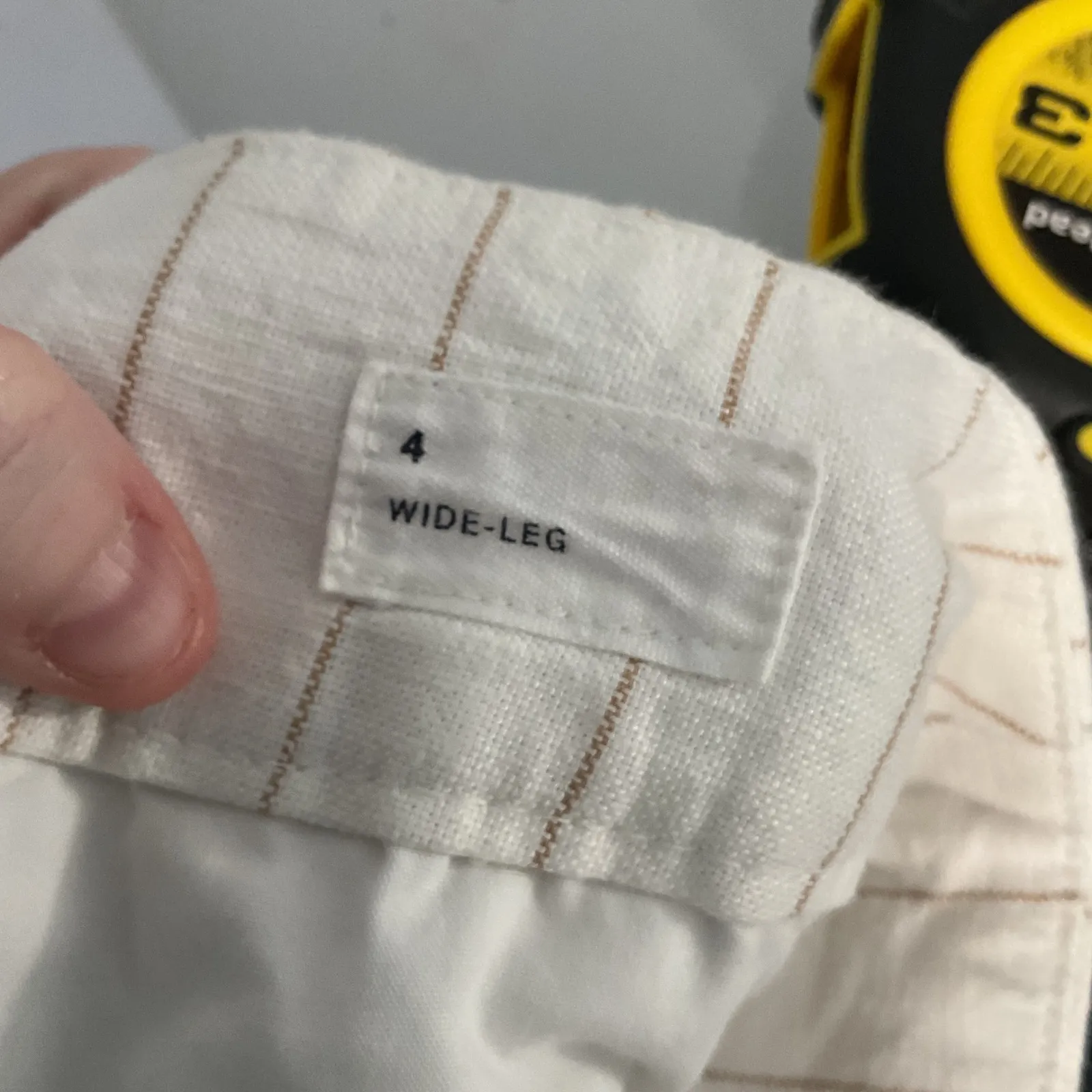 GAP Women Wide Leg Striped Cropped Pants Size 4 White Tan - Image 5