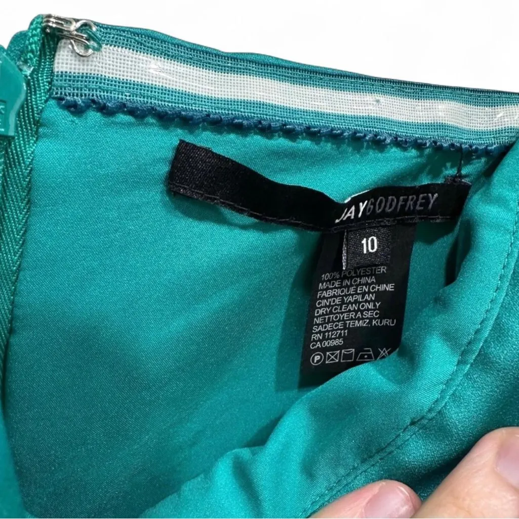 NWT JayGodfrey Elegant Dark Teal Strapless Dress Size 10 - Image 4