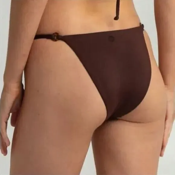 NEW Rhythm x Free People‎ Chocolate ring itsy bikini bottom in brown, size L Brown Size L - Image 2
