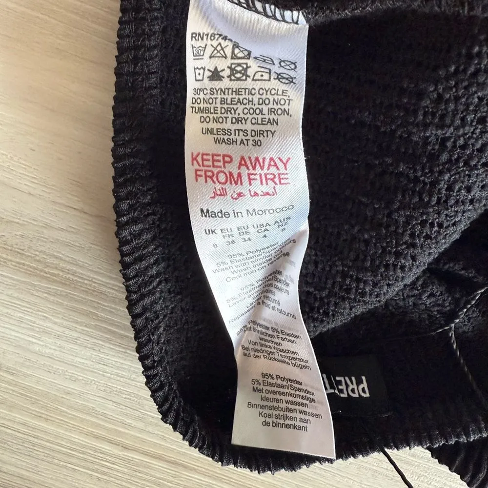 Pretty Little Thing Textures Knot Detail Cowl Neck Top Black Size 4 NWT - Image 8