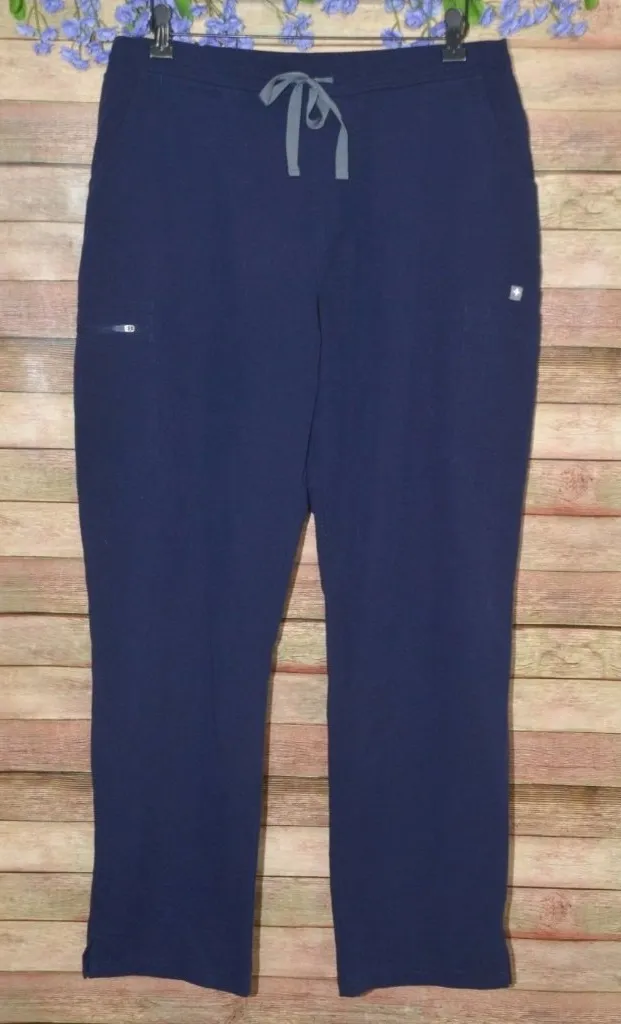 FIGS Ladies Yola Blue Skinny Scrub Pants Size L Pockets Split Ankle Nursing Work - Image 1