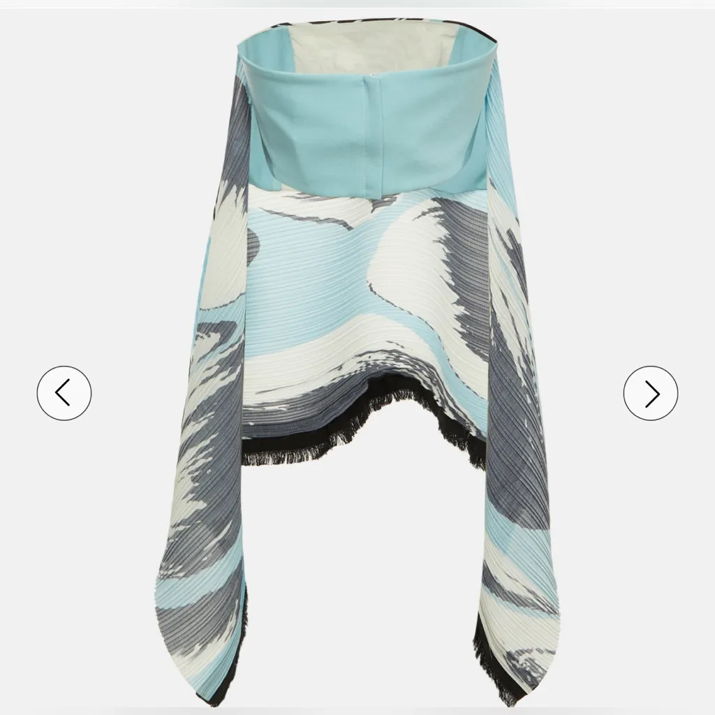 Solace London Blue/Black Abstract Print Crepe Pleated Svana Corset Top - Image 2