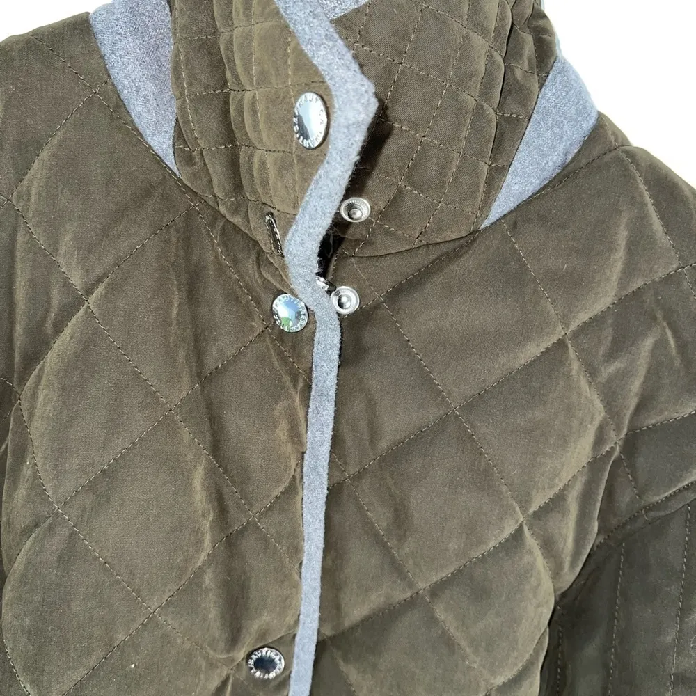 Nautica Olive Green Zip Up Jacket Polyester Lining With Buttons Size Small - Image 2