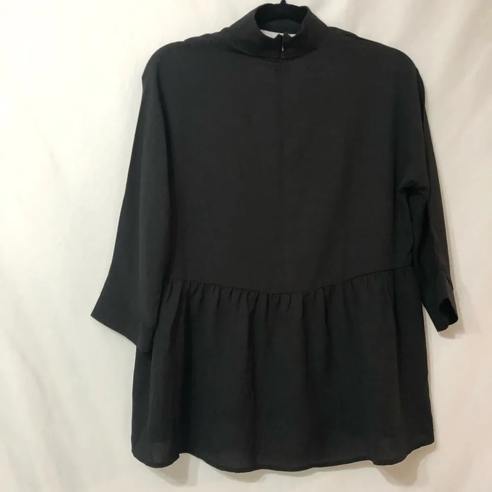 Lucca Black 3/4 Sleeve Cutout Blouse Womens S 3/4 Sleeve Top Peplum - Image 4