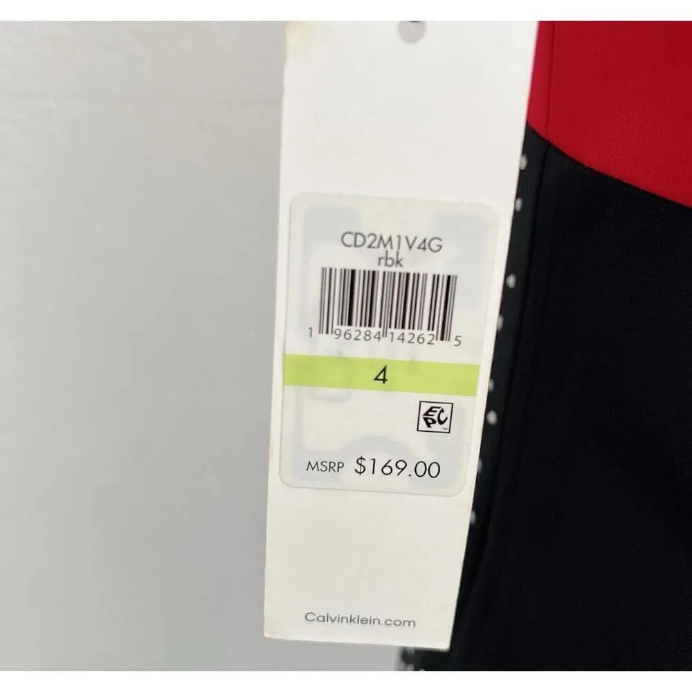 Calvin Klein Studded Sheath Dress Black Red Size 4 Womens - Image 7