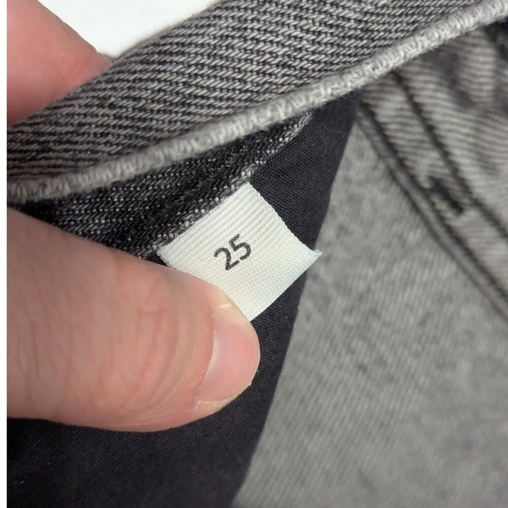 FRAME Denim Le High Straight Rigid Re-Release Jeans Broderick Faded Gray Black - Image 6