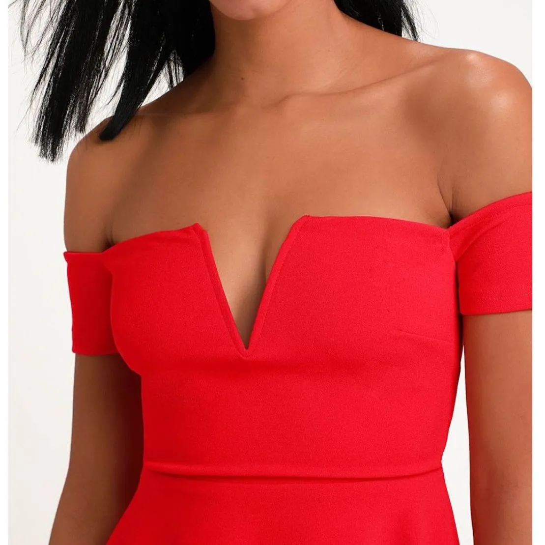 Lulus | Play the Party Red Off the Shoulder Skater Dress Size Large NWT Prom - Image 4