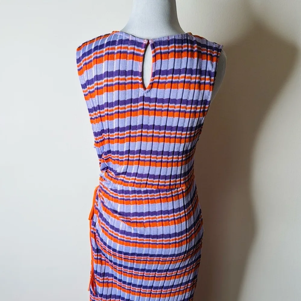 Zara Purple and Orange Striped Cold Shoulder Knit Dress - Image 10