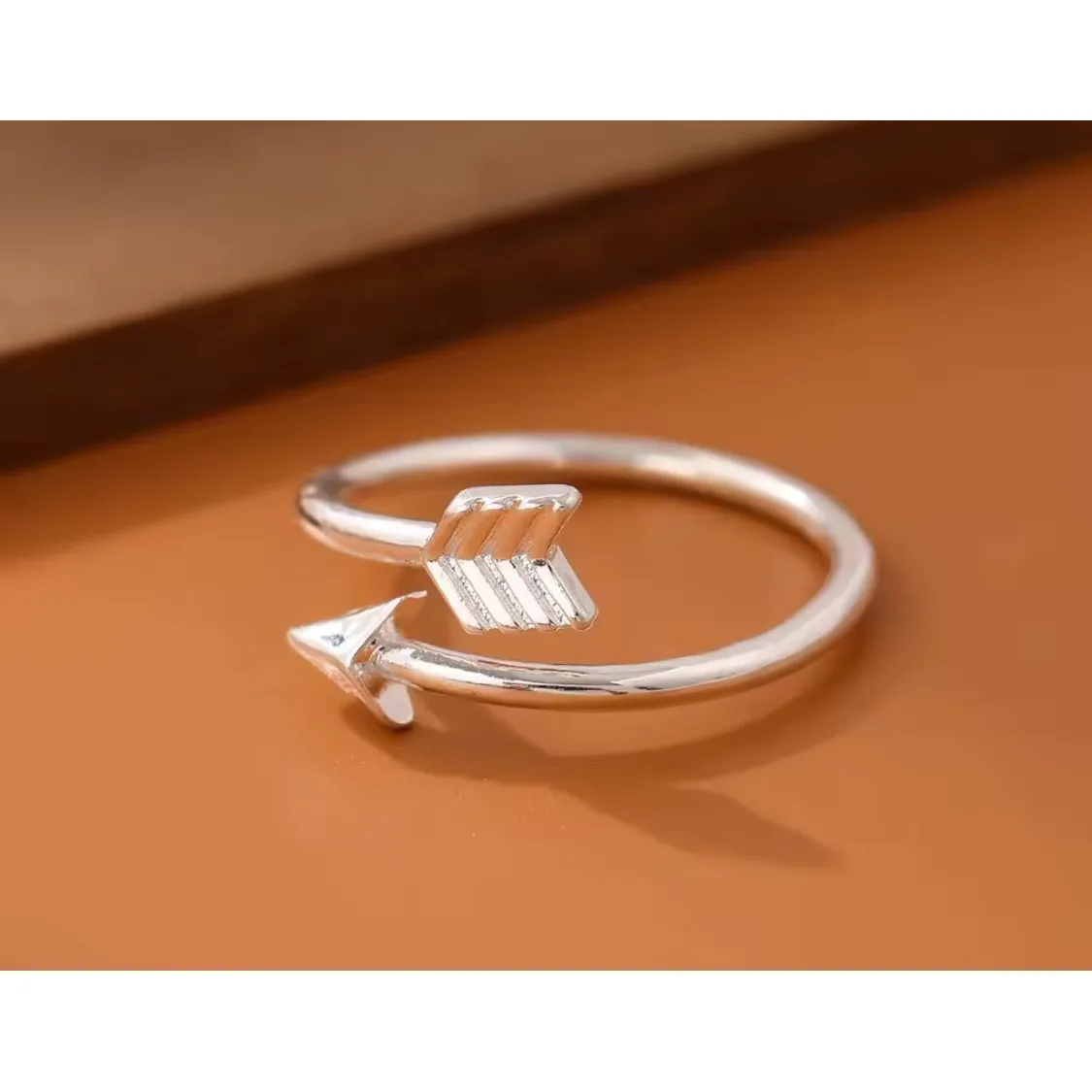 925 Sterling Silver Arrow Adjustable Open Ring NEW - Image 2