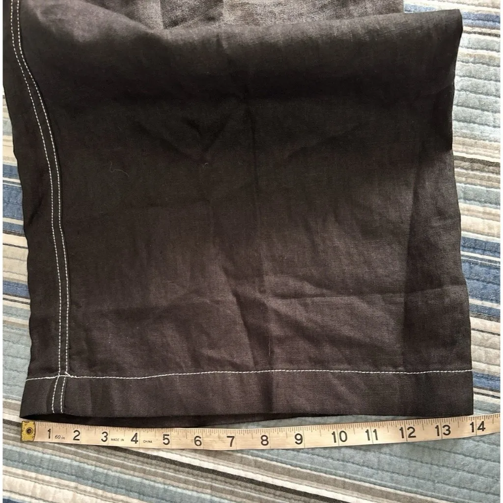 MADEWELL The Tall Zoe Relaxed Wide Pant Linen Jet Black Contrast Stitch Size T8 - Image 8