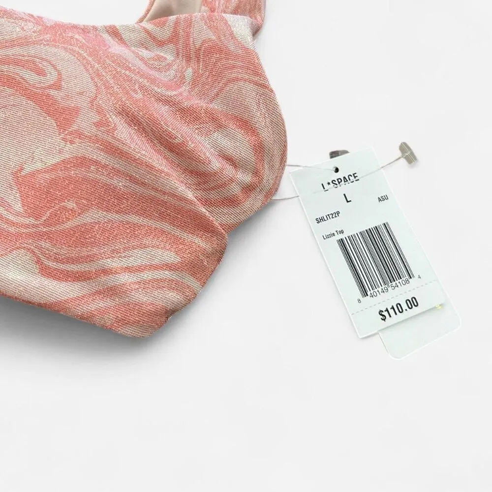 L*space Lizzie swirl pink white tie dye bikini top Size large new - Image 3