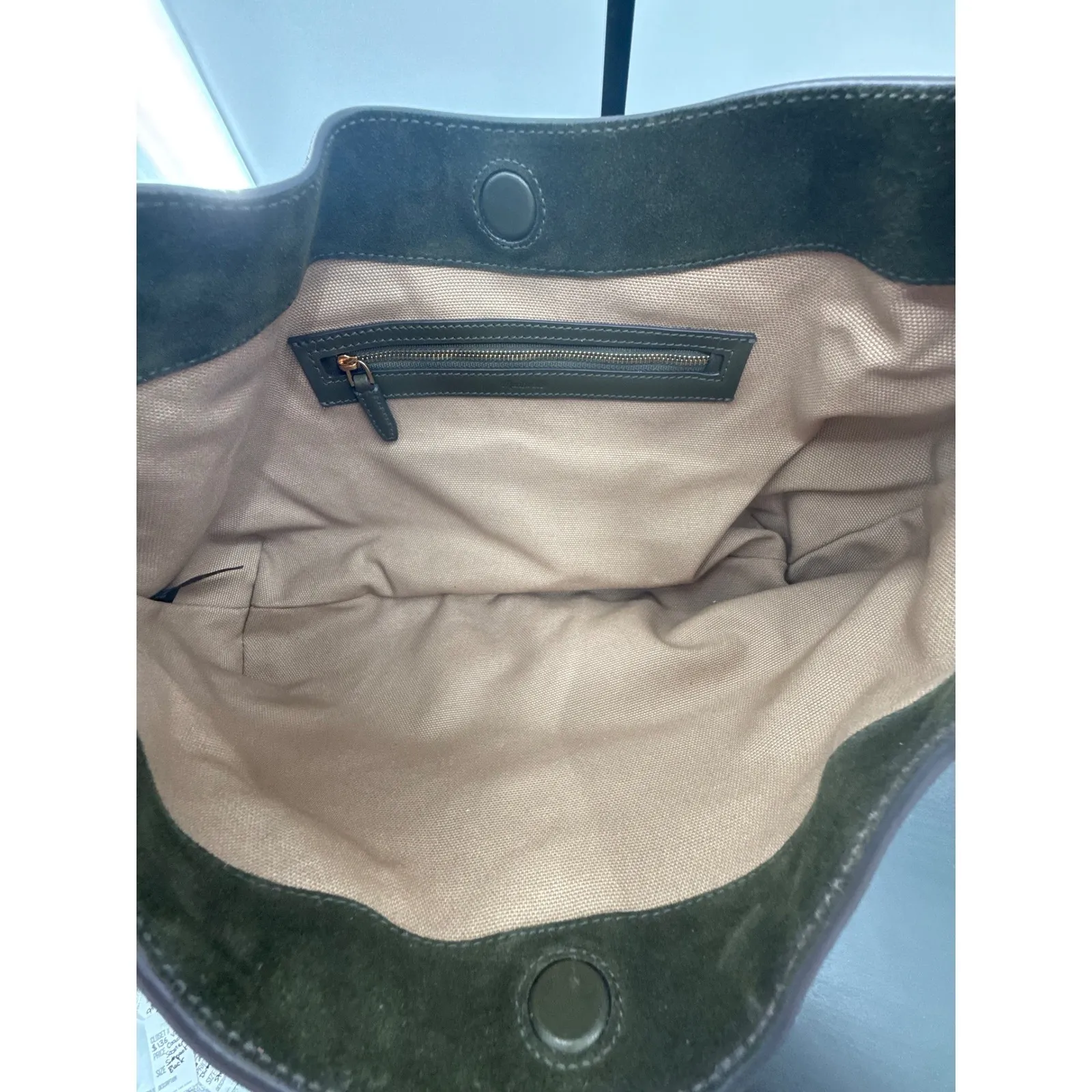 Madewell Mylie Suede Shoulder Bag Olive Green Slouchy Hobo Leather - Image 6