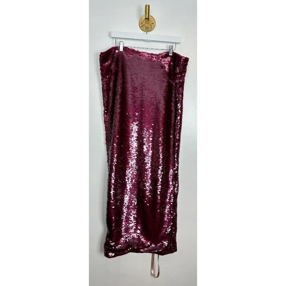 HOUSE OF CB Alexis Sequin Maxi Skirt in Hot Pink Size Large+ - Image 6