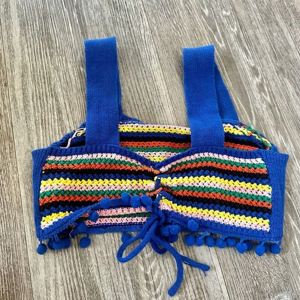 Blue rainbow crochet crop top - Image 7