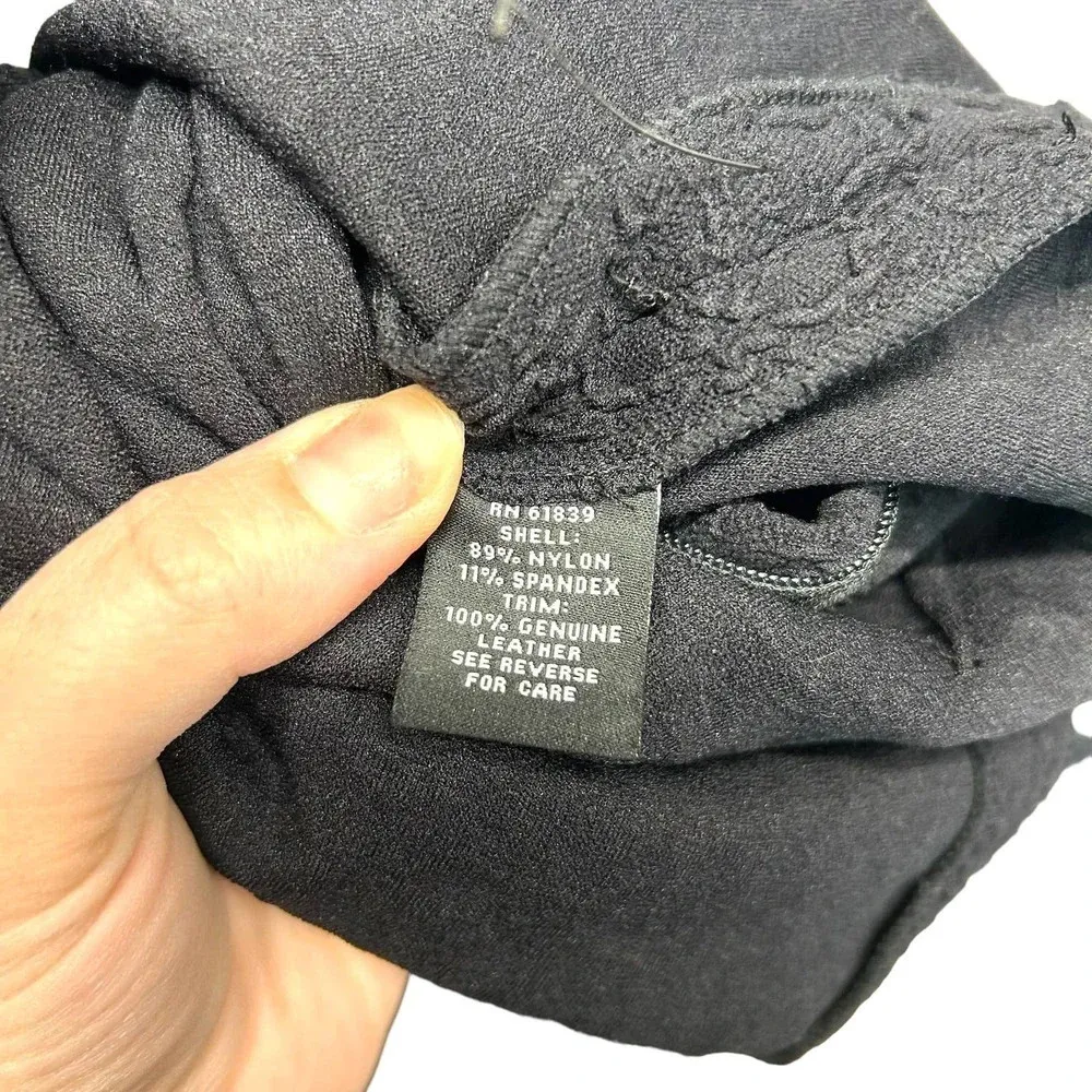 Teri Jon Sportswear Black Crepe Textured Leather Trim Sheath Dress Size 8‎ - Image 9