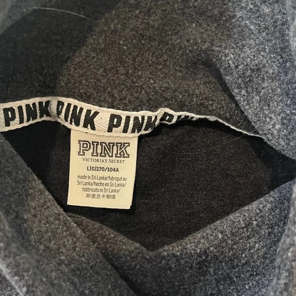 PINK Victoria's Secret Pullover Womens L Gray Cowl Neck Kangaroo Pocket Comfy Size L - Image 4