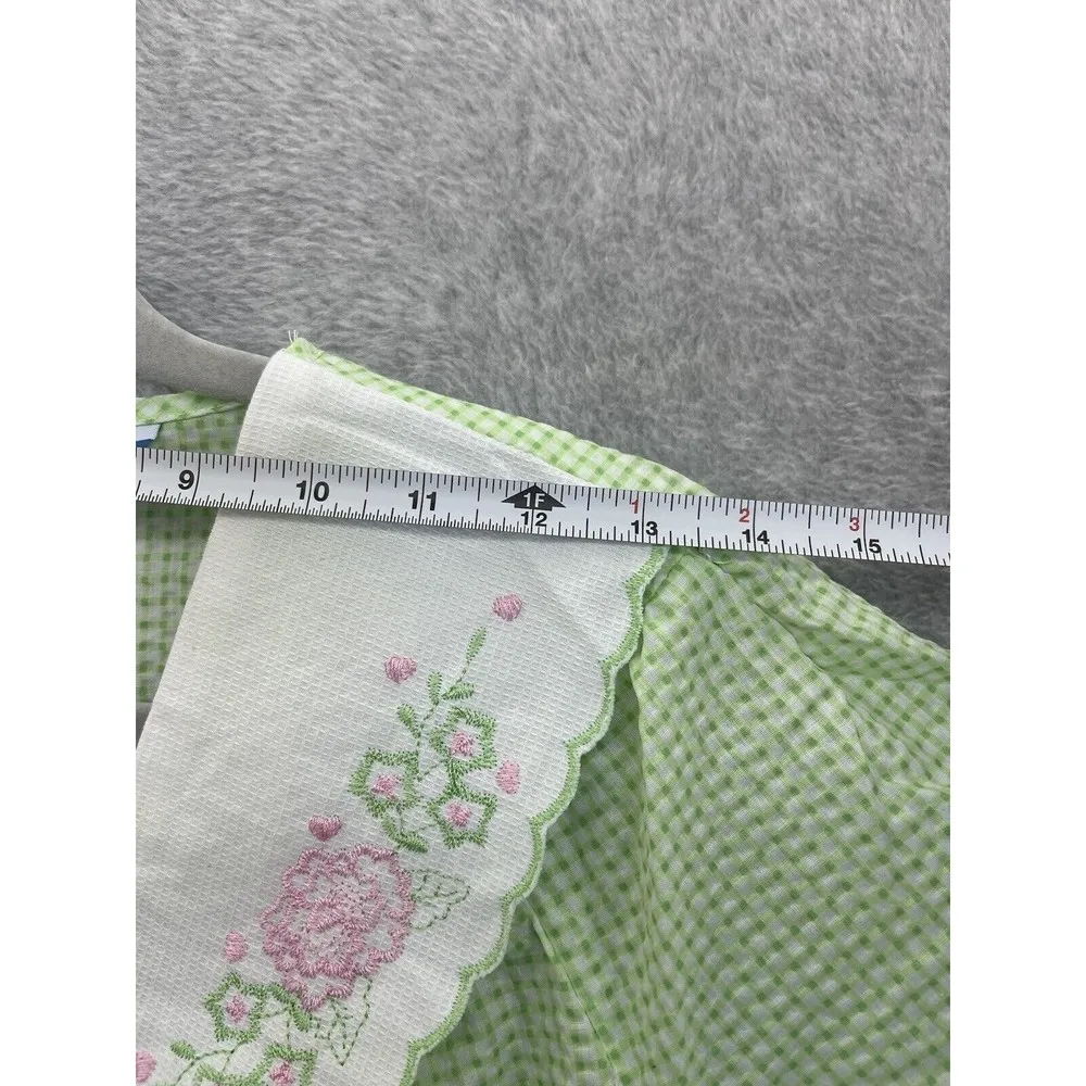 Dream Rest Women's Vintage Dress Button Down Short Sleeve Gingham Green Sleep - Image 9