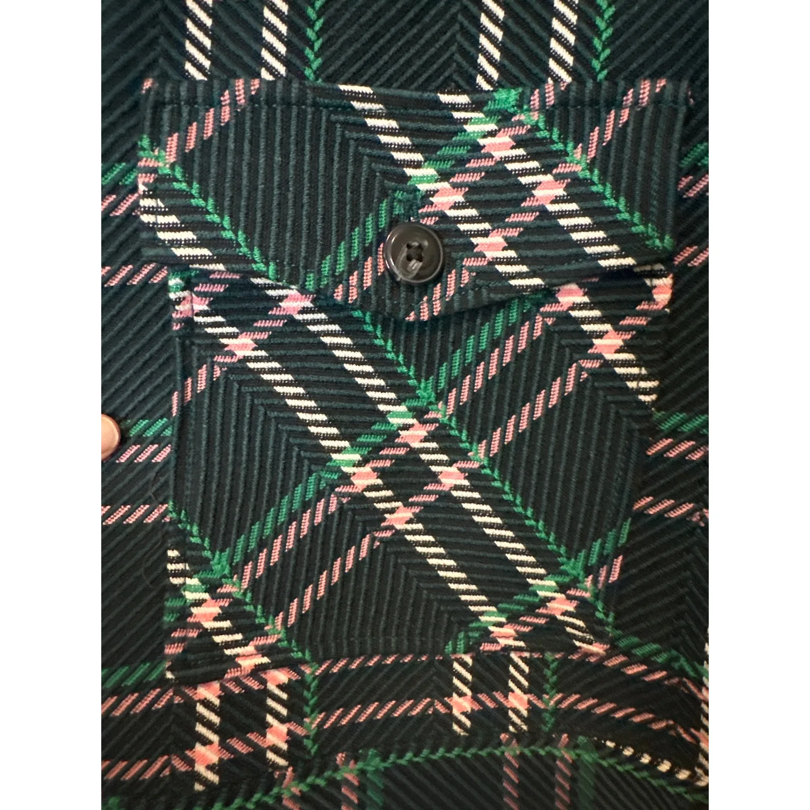 Maeve Anthropologie Plaid Faux Fur Collar Cropped Jacket Green L NWT - Image 8