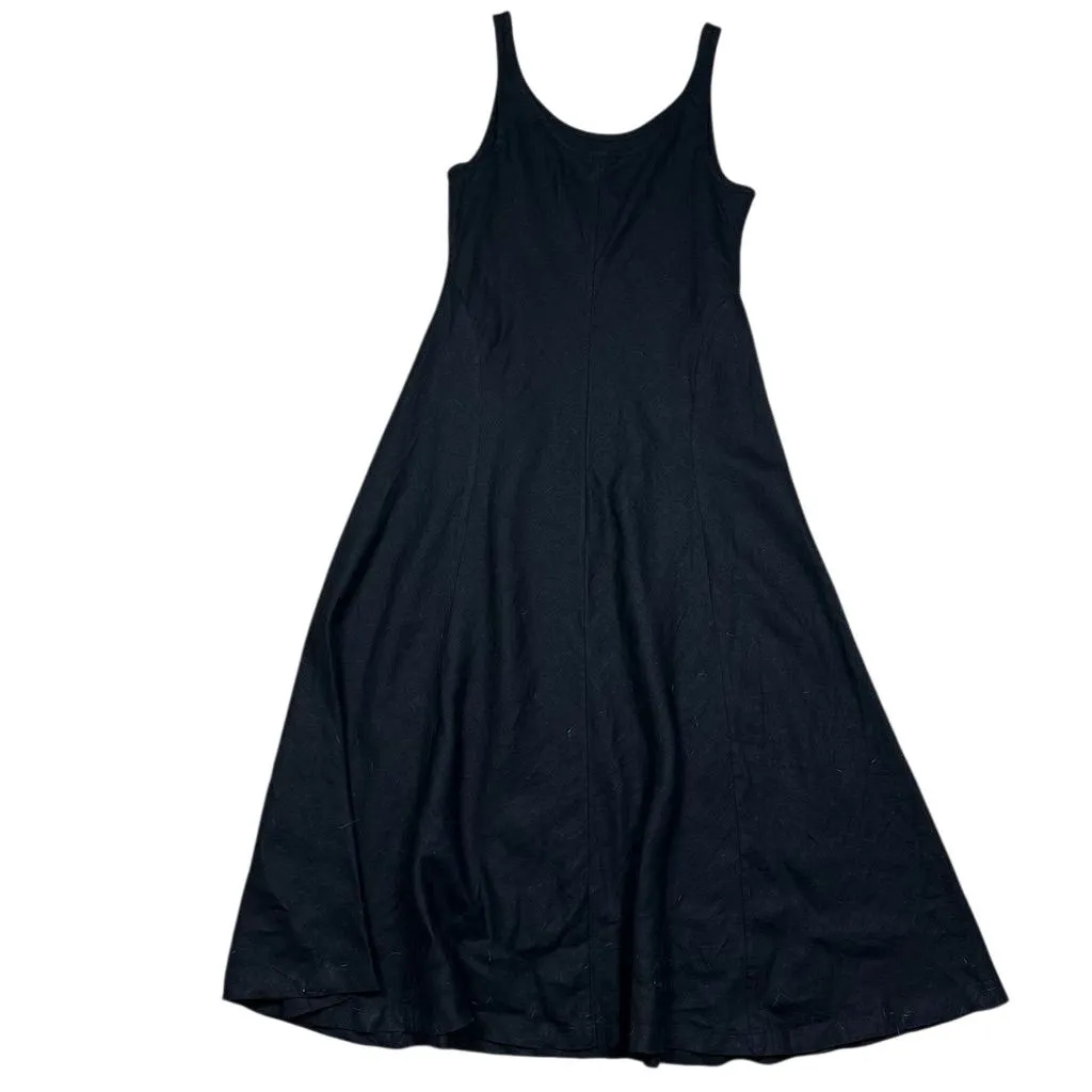 NWT Madewell Women's Size 12 Black Scoopneck Sleeveless Midi Dress 100% Linen - Image 8