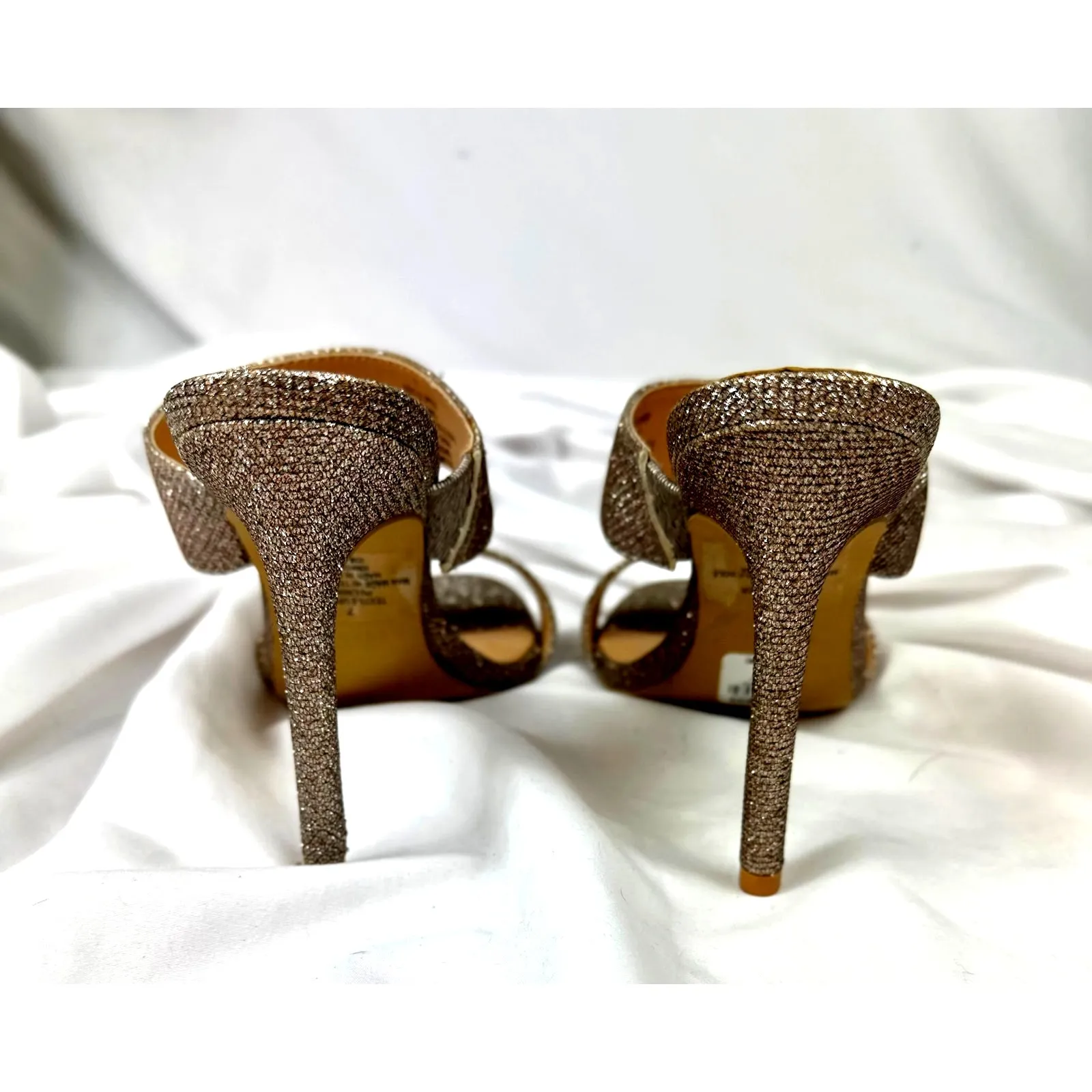 Express Shimmery Slip On Open Toe Pump Bronze/Silver 7 - Image 9