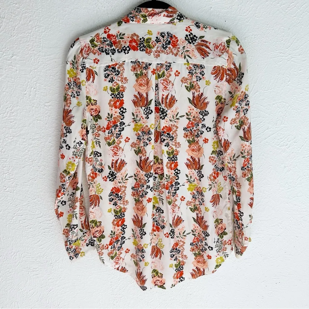 Equipment Essential Silk Shirt White Multi Floral Silk Sz XS - Image 4