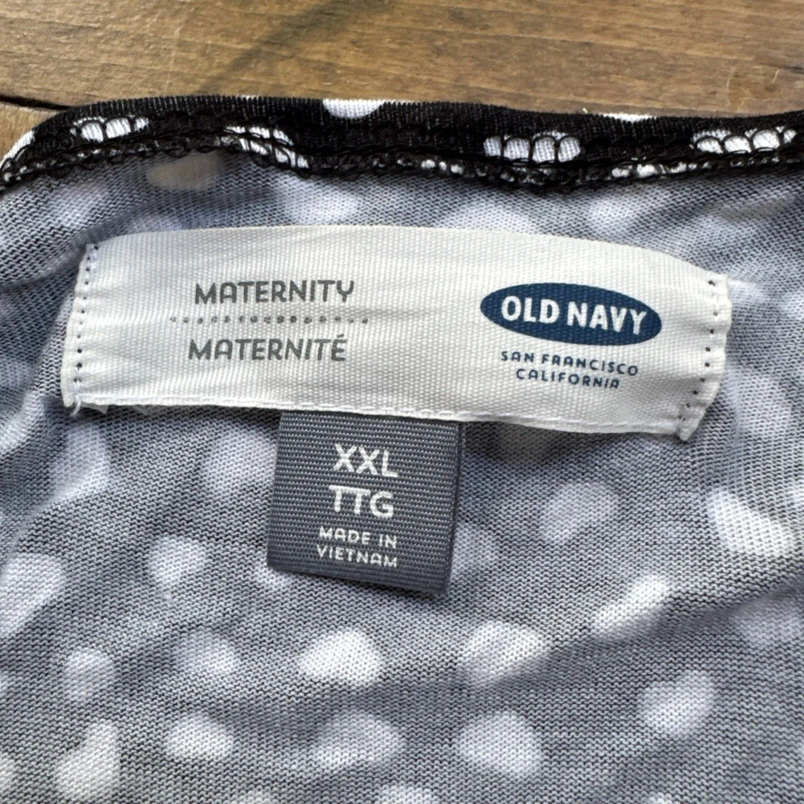OLD NAVY Black/ White HEARTS Faux Wrap JERSEY Tie Waist Dress Maternity Sz XXL - Image 3