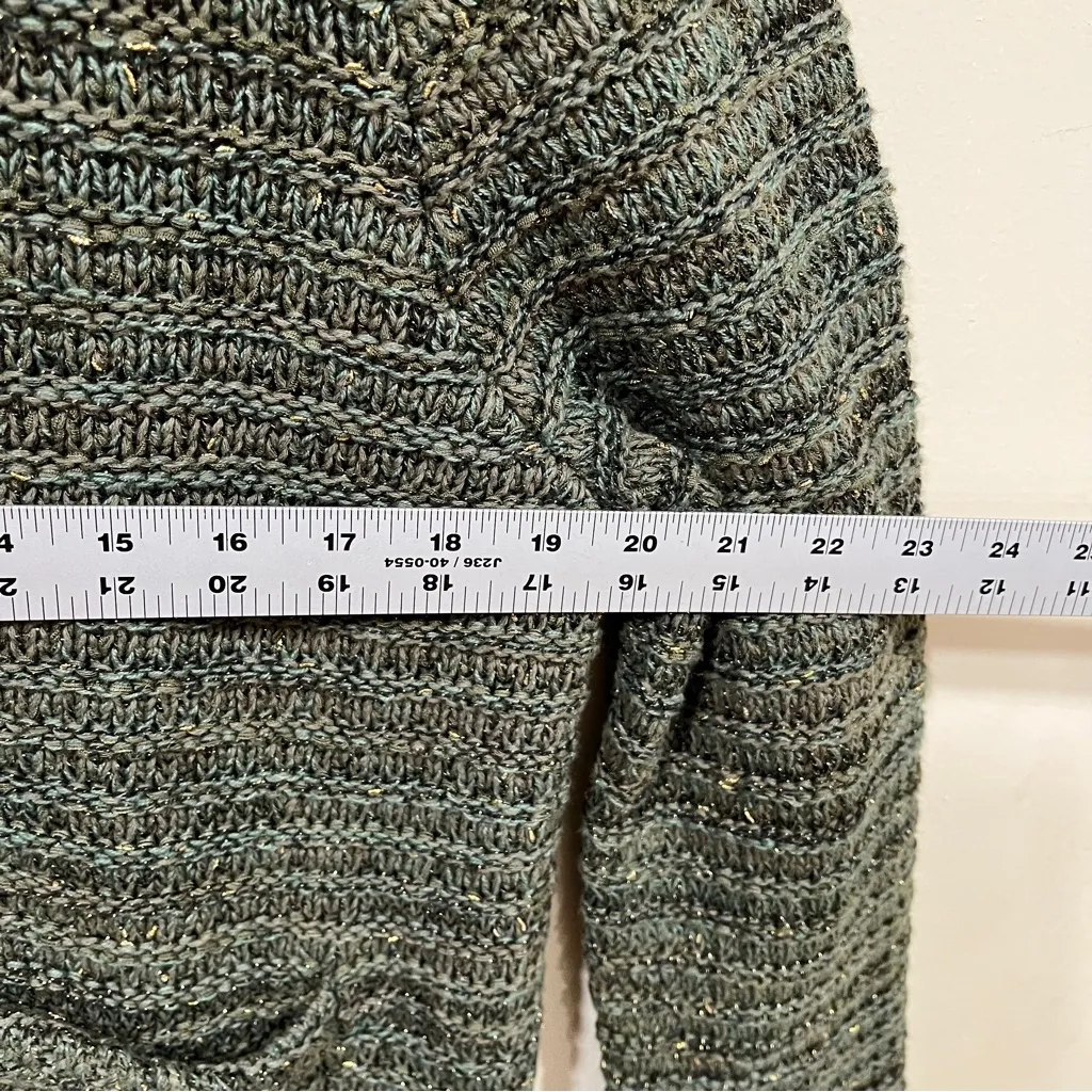 NWT Talbots TUCK STITCH CREWNECK CARDIGAN size XL Petite COLOR 
OAK MOSS MULTI - Image 10