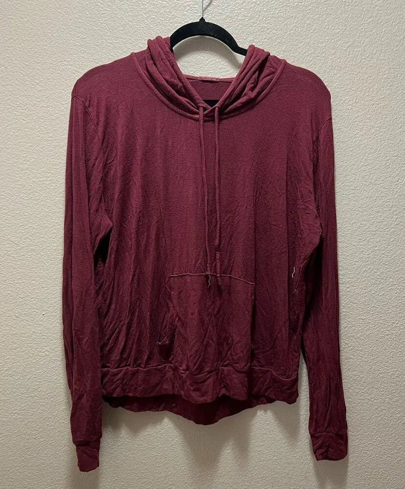 Brandy Melville John Galt Red Hooded Lightweight Sweatshirt Pullover Size M - Image 6