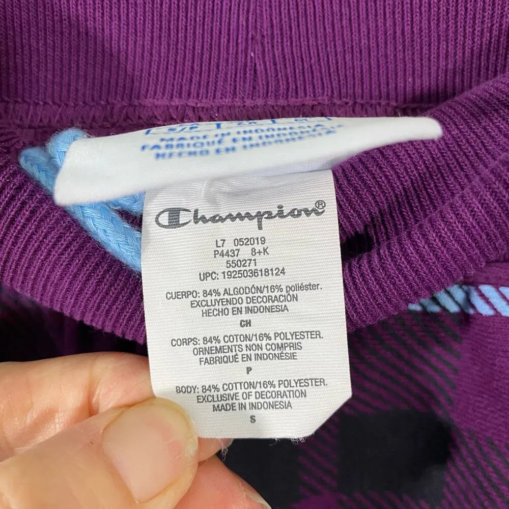 Champion  Women's Purple Plaid Reverse Weave Jogger Sweatpants Size Small - Image 4