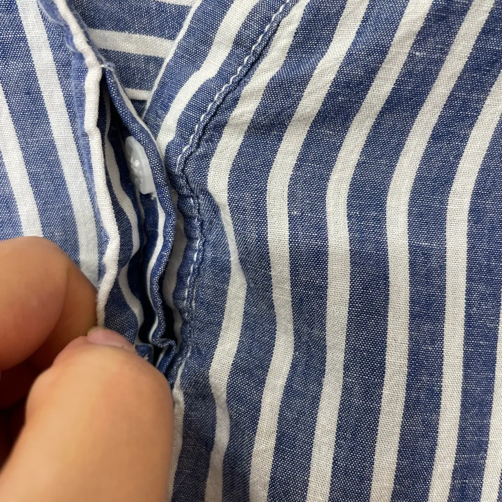 Lola River XS Linen Blend Striped Tunic Top Blue White Flowy Summer Coastal Chic - Image 2