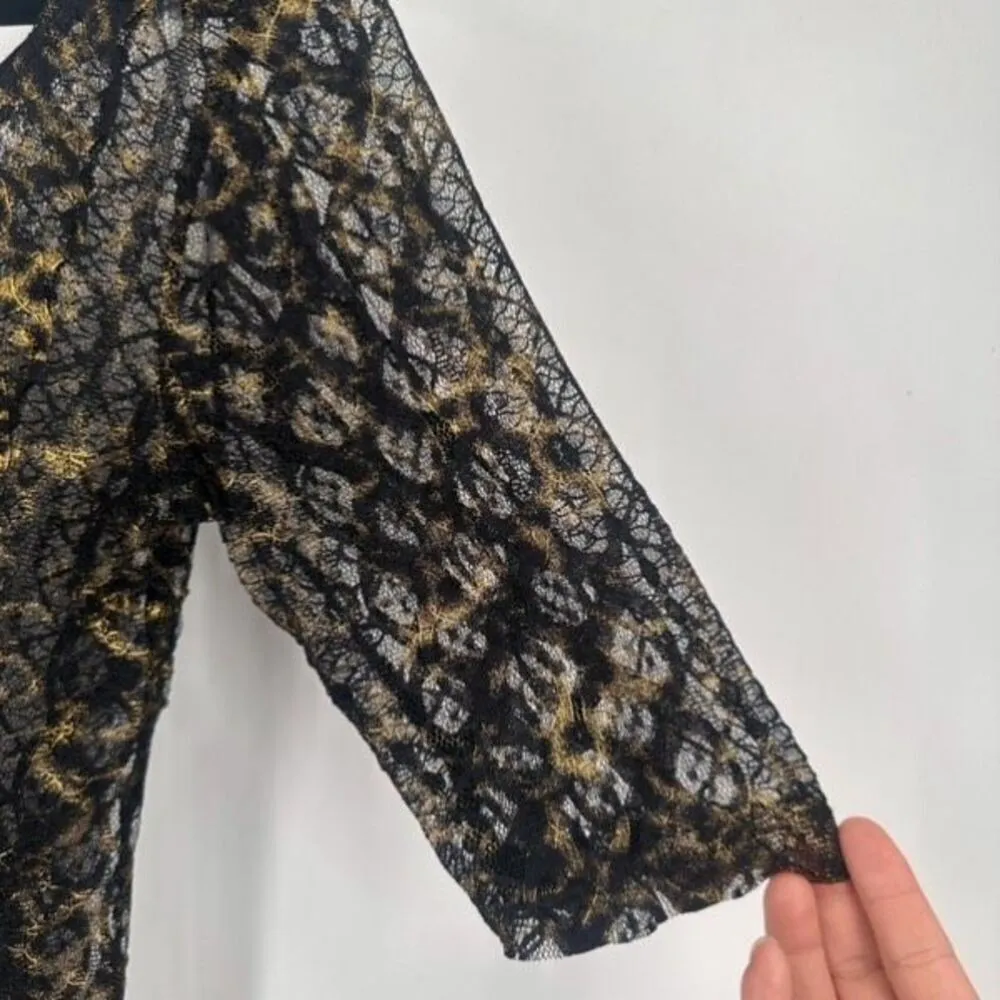 NWT H.I.P Goth Punk Women's Sheer Lace Top Black Gold Size M‎ Rock Vamp Baddie - Image 3