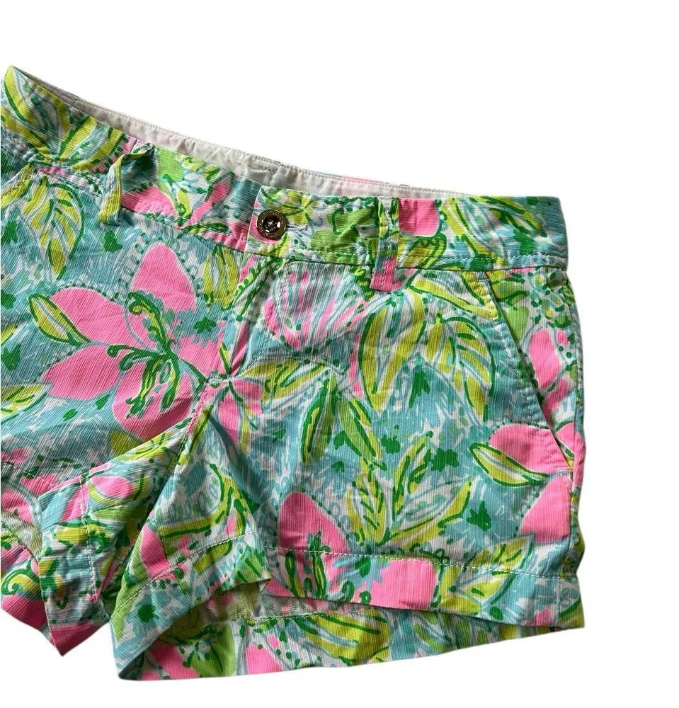 Lilly Pulitzer Coconut Jungle 3” Walsh shorts Mid rise size 4 100% cotton - Image 2