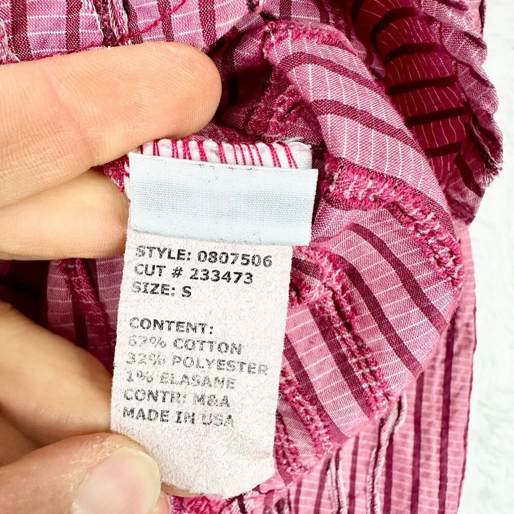 Cut Loose Crinkle Textured Vertical Stripe Button Up Top Size Small Artsy - Image 6