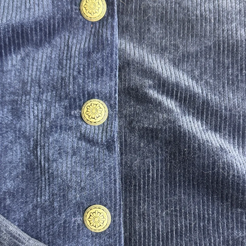 Vintage Banjo Navy Blue Western Corduroy Cropped Jacket With Shoulder Pads Size M - Image 4