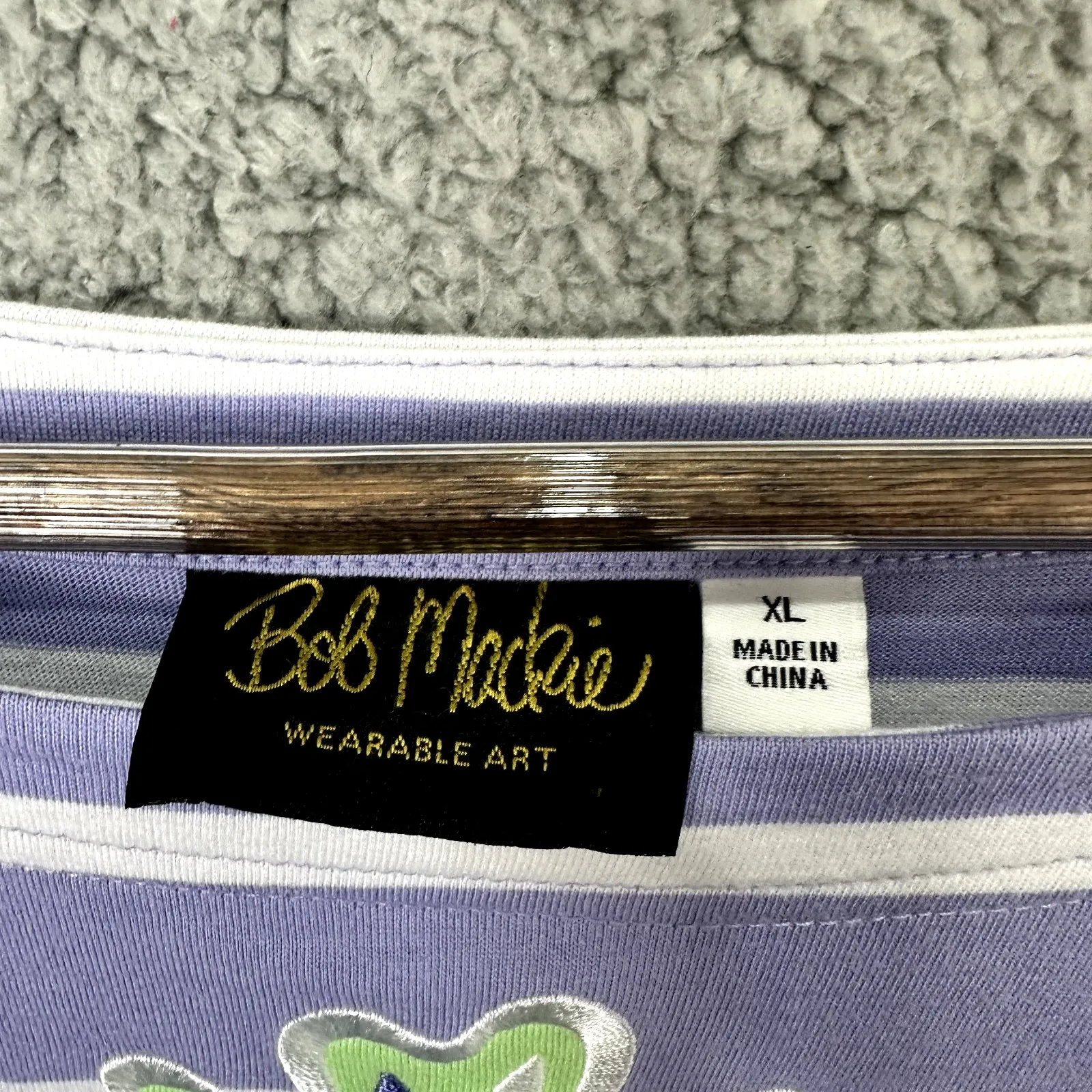 Bob Mackie Dress‎ XL Purple Striped Embroidered Shift Beach Resort Casual Luxe - Image 2