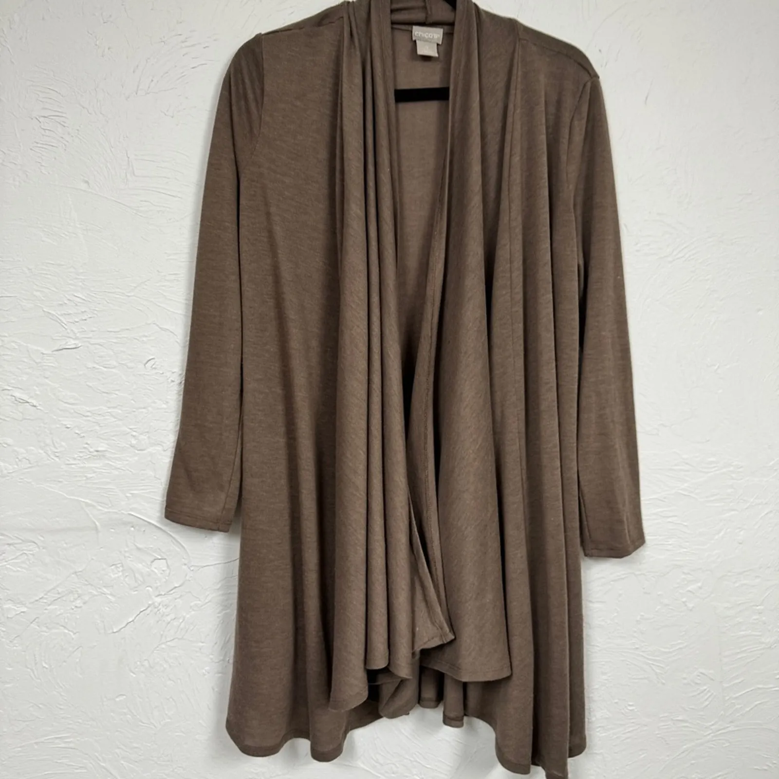 Chicos Brown Wrap Cardigan Sweater Womens XS Cape Preppy Cozy Casual - Image 5