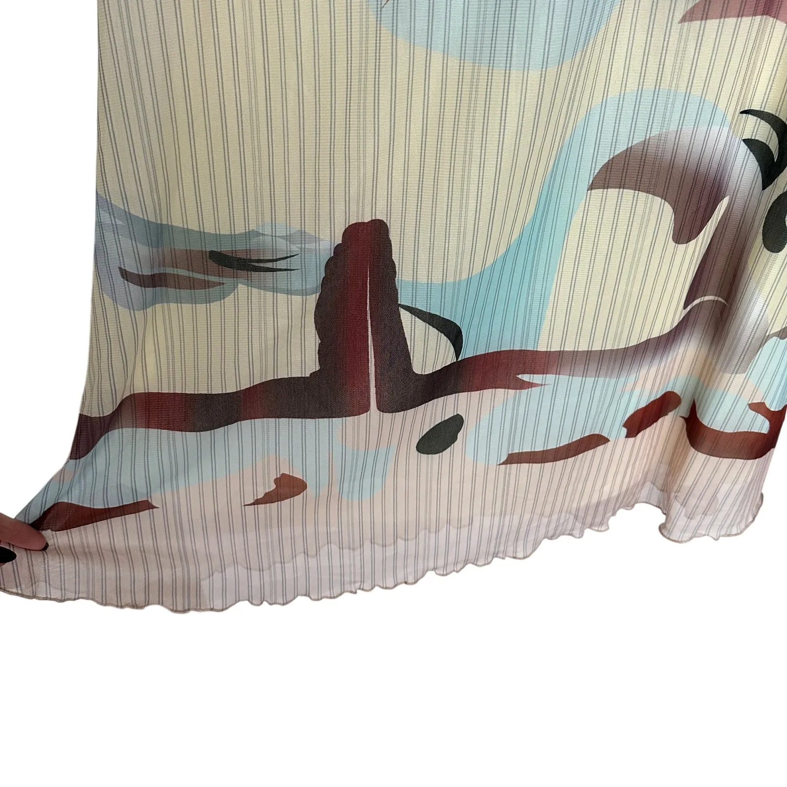 Women's Sheer Abstract Midi  Ruffle Bottom Skirt, Size M, NWOT - Image 5