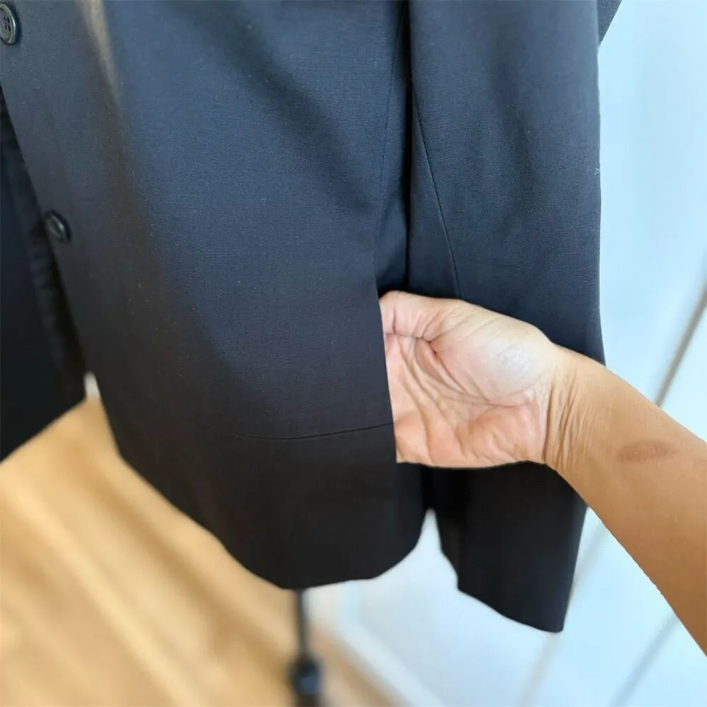 Theory Women's Black Blazer Jacket Size 6 Tailored Fit Cropped - Image 4