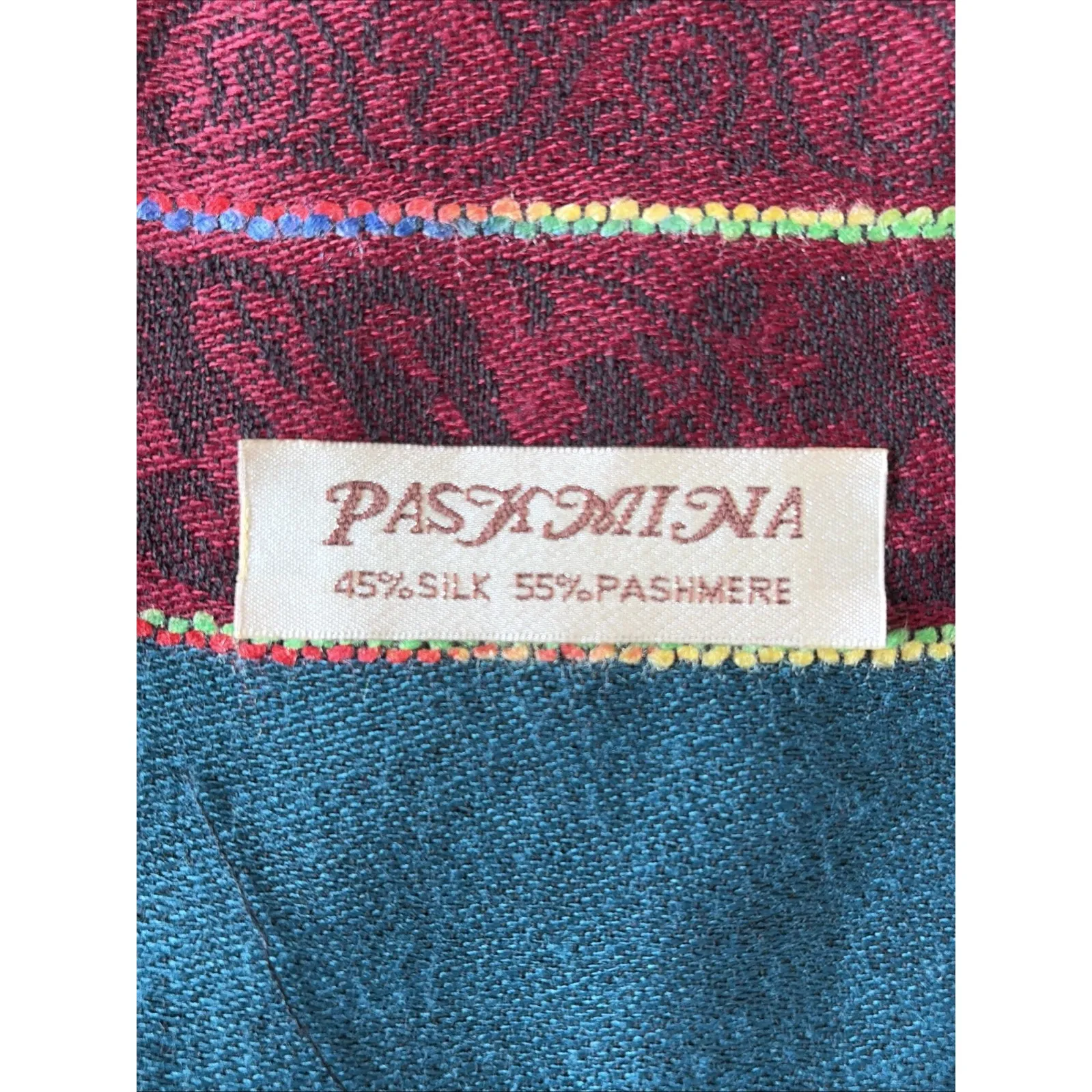 Pashmina Silk/Pashmere Floral Paisley Stripe Fringe Scarf Wrap Shawl Accessory - Image 6