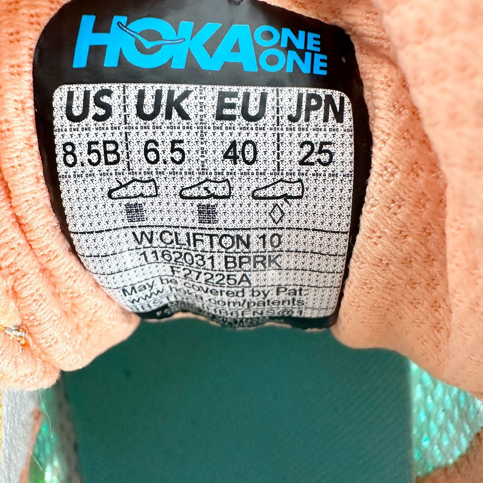 Hoka One One Womens Clifton 10 Running Shoes Size 8.5 Blue Spark White Athletic - Image 8