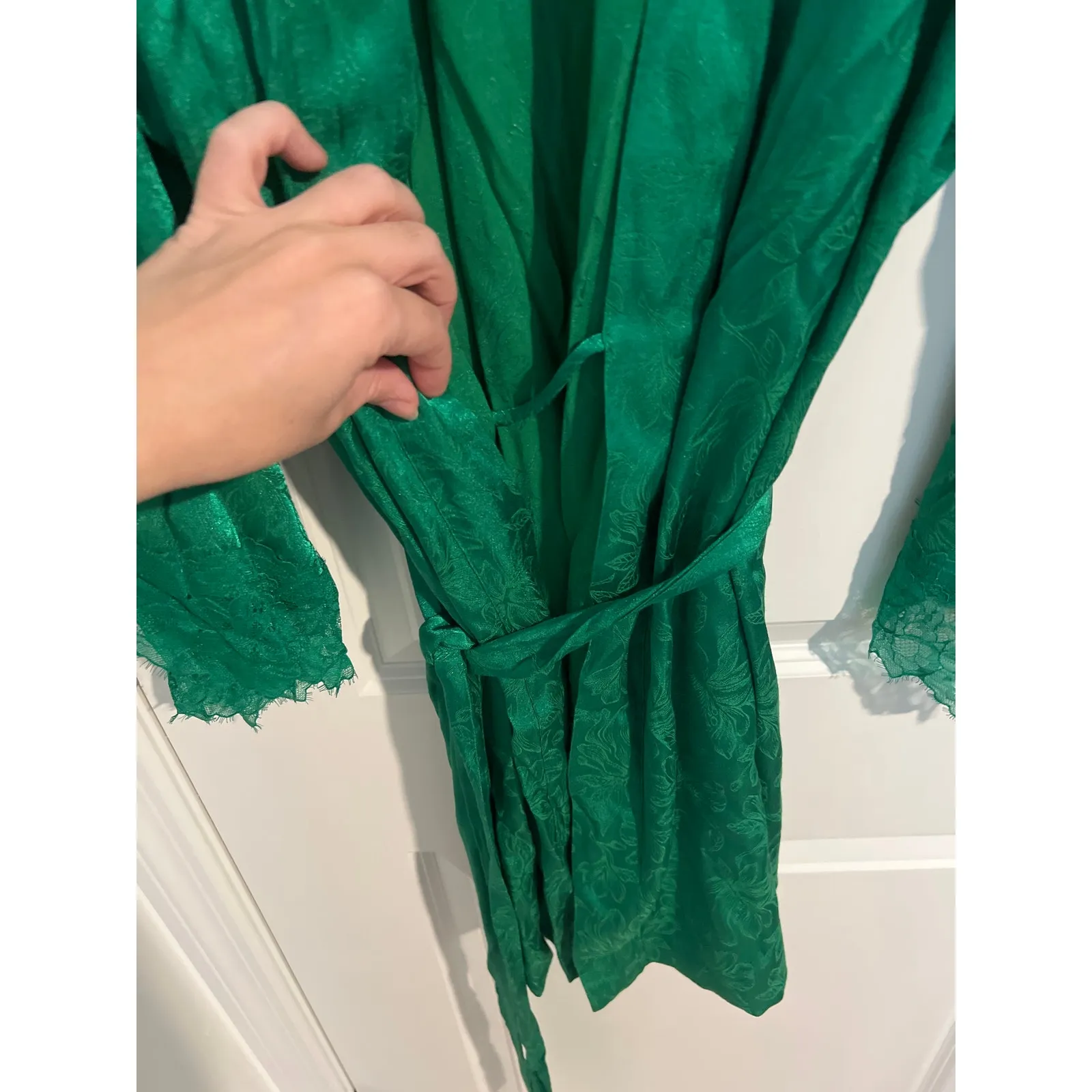 Victoria’s Secret Lace Inset Robe – Size XL/XXL – Green – Viscose Blend - Image 3