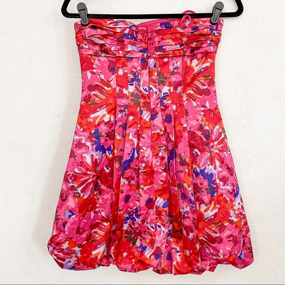 BCBG Begonia Strapless Floral Cocktail Dress Size 2 - Image 9