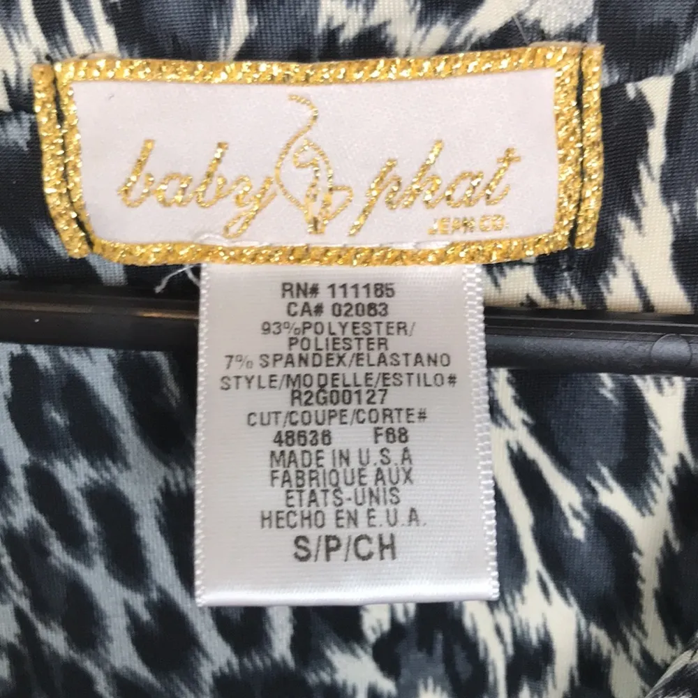 VTG Y2K Baby Phat Women’s Cheetah Print Jewel Ring Embellished Silky Blouse - Image 8