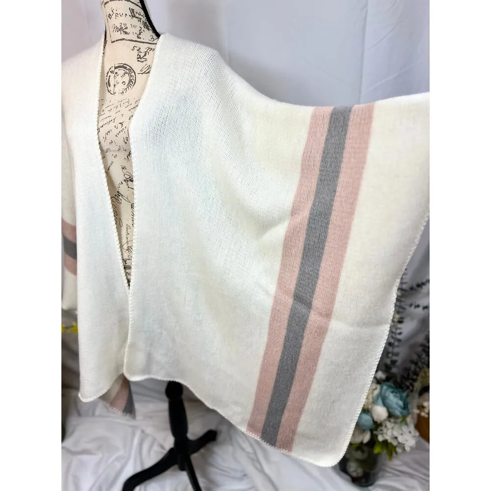 Steve Madden Kimono Shawl Wrap with Pastel Pink/Purple Stripes XL - Image 6